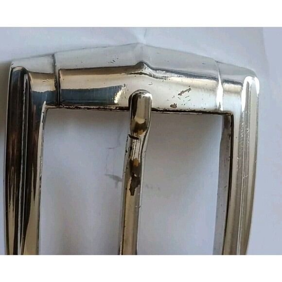 Tasso Elba Leather Belt Size 42 Brown Embossed Unisex Chrome Buckle Men Women - Picture 9 of 10